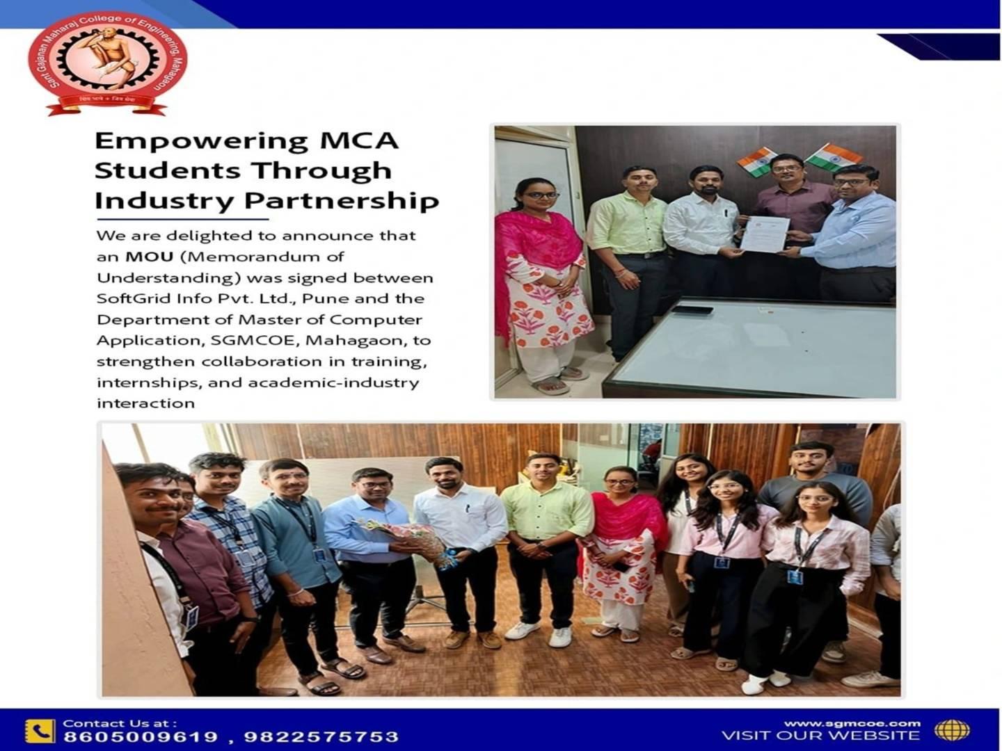 MOU signed between MCA Department and SoftGrid Info Pvt. Ltd